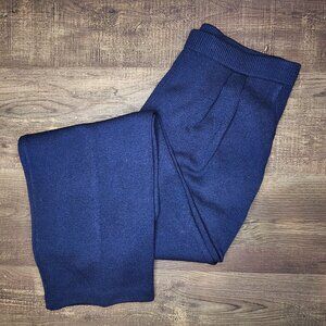 St. John Basics Santana Knit High-Rise Pleated Front Pants 4 Navy Cropped/Petite